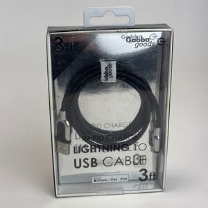 Gabba Goods Lightning to USB Cable Unisex 3ft Black Braided Rapid Charge Sync